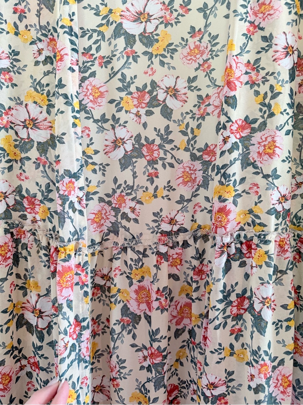 wild fable Cream Floral Maxi Duster with Pink & Yellow Blooms - Picture 3 of 3